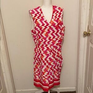 Studio One Pink and Red Geometric Midi Dress